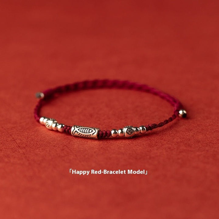 Fortune Lotus 925 Silver Lucky Koi Braided Red Rope Bracelet – Bracelet for tags