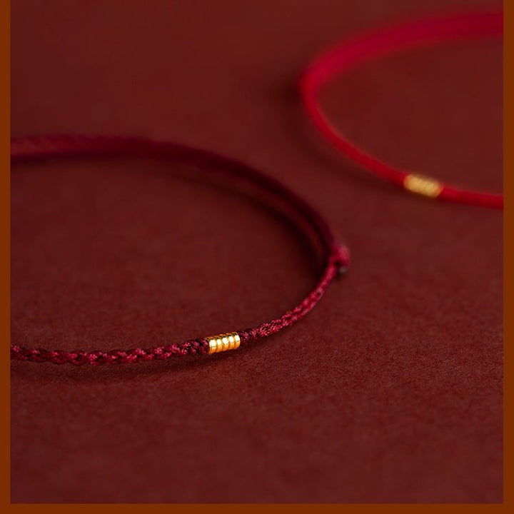 Fortune Lotus Braided Rope Bracelet with Small Beads – Handmade Red, Black, or Wine Rope Talisman – Bracelet for tags