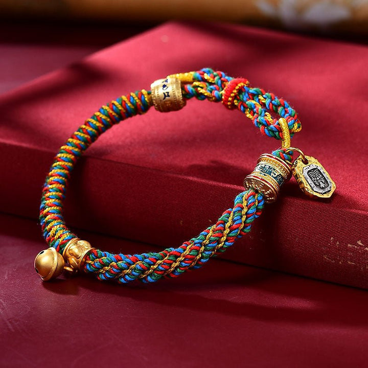Fortune Lotus Corn Knot Pattern Rope Bracelet – Handmade Talisman for Protection &amp; Blessings – Bracelet for tags
