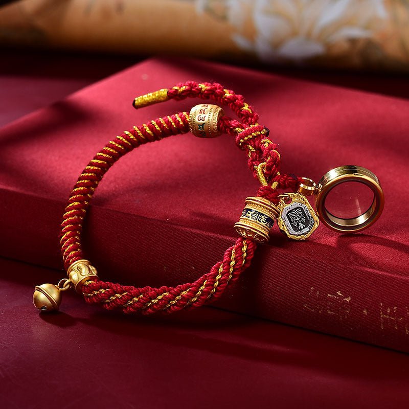 Fortune Lotus Corn Knot Pattern Rope Bracelet – Handmade Talisman for Protection &amp; Blessings – Bracelet for tags