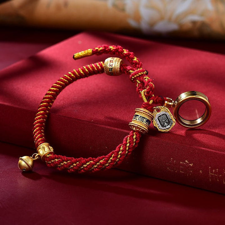 Fortune Lotus Corn Knot Pattern Rope Bracelet – Handmade Talisman for Protection &amp; Blessings – Bracelet for tags