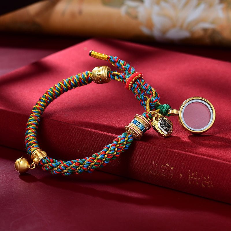 Fortune Lotus Corn Knot Pattern Rope Bracelet – Handmade Talisman for Protection &amp; Blessings – Bracelet for tags