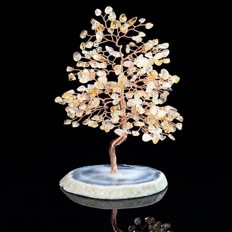 Fortune Lotus Crystal Lucky Tree – Agate Handmade Fortune Tree for Prosperity &amp; Balance – Lucky tree for tags