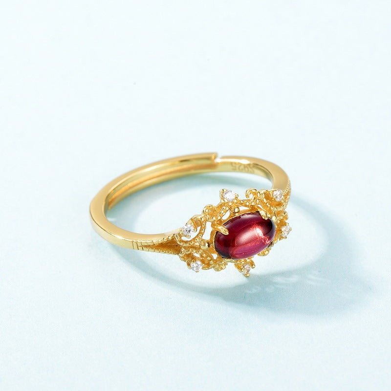 Fortune Lotus Garnet Radiance Ring – Passion, Strength &amp; Renewal – Rings for tags