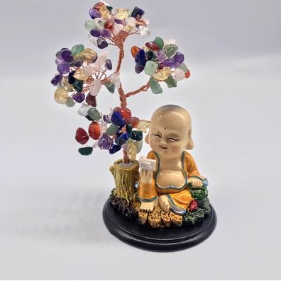 Fortune Lotus Natural Crystal Lucky Tree – Handmade Energy Gemstone Decoration for Home &amp; Office – Bracelet for tags