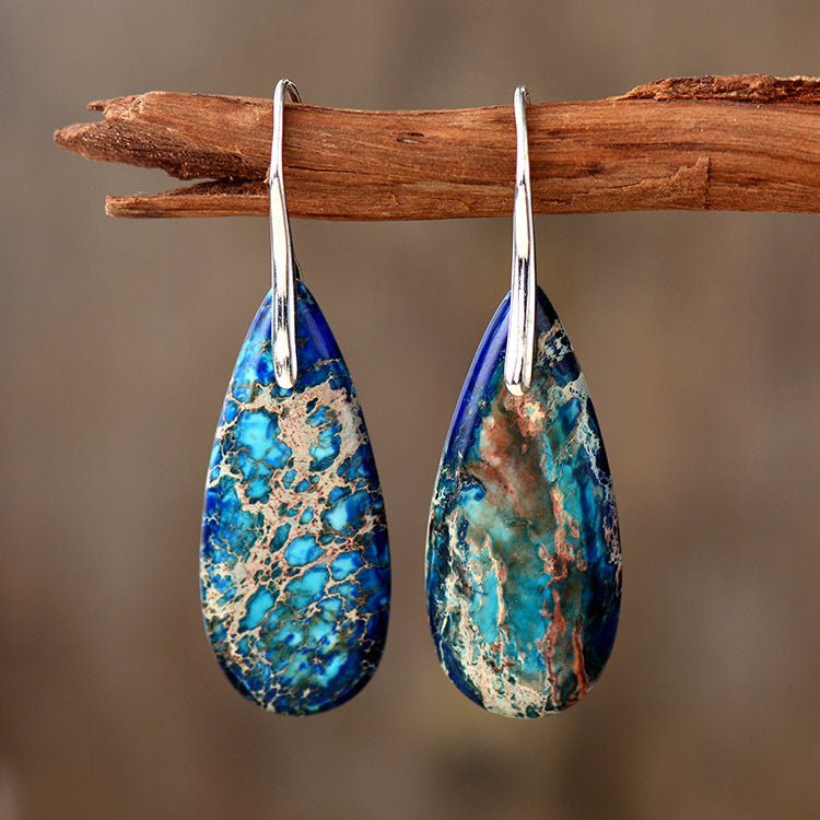 Fortune Lotus Natural Emperor Stone Water Drop Earrings – Elegant Crystal Jewelry – Earring for tags