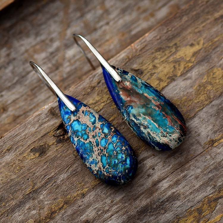Fortune Lotus Natural Emperor Stone Water Drop Earrings – Elegant Crystal Jewelry – Earring for tags