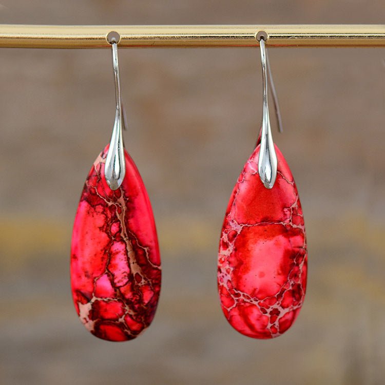 Fortune Lotus Natural Emperor Stone Water Drop Earrings – Elegant Crystal Jewelry – Earring for tags