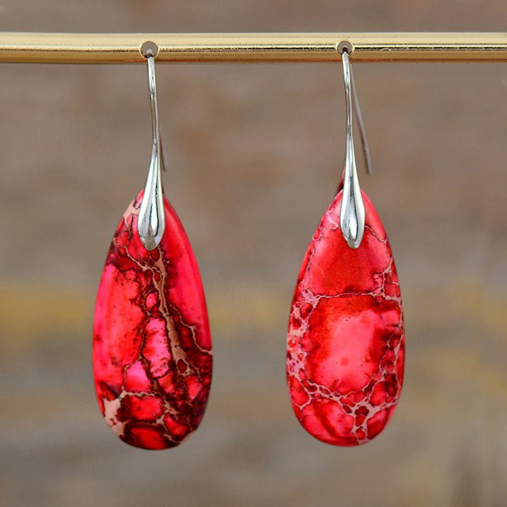 Fortune Lotus Natural Emperor Stone Water Drop Earrings – Elegant Crystal Jewelry – Earring for tags