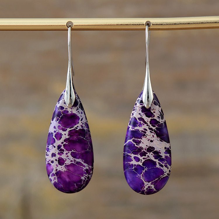 Fortune Lotus Natural Emperor Stone Water Drop Earrings – Elegant Crystal Jewelry – Earring for tags