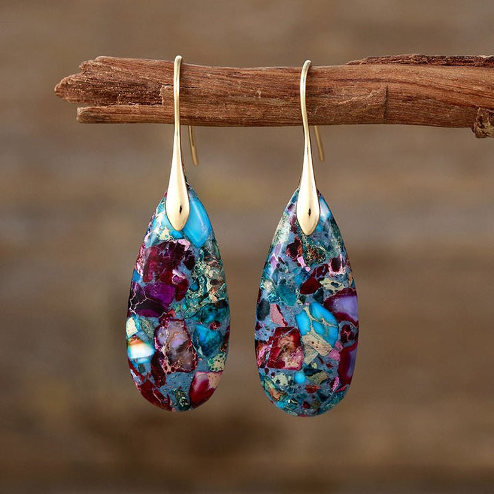 Fortune Lotus Natural Emperor Stone Water Drop Earrings – Elegant Crystal Jewelry – Earring for tags