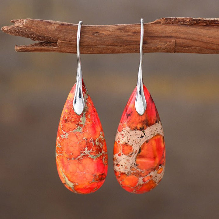 Fortune Lotus Natural Emperor Stone Water Drop Earrings – Elegant Crystal Jewelry – Earring for tags