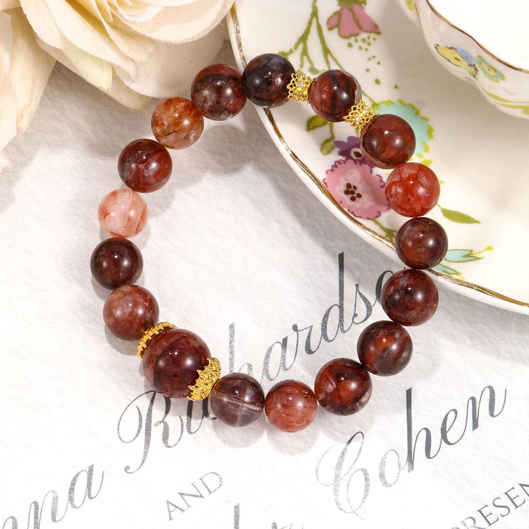 Fortune Lotus Red Phantom Quartz Bracelet — Growth, Vitality & Grounded Prosperity – Bracelet for tags