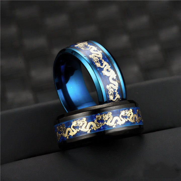 Fortune Lotus Vintage Chinese Dragon Plated Black Ring – Power, Protection &amp; Strength – Rings for tags