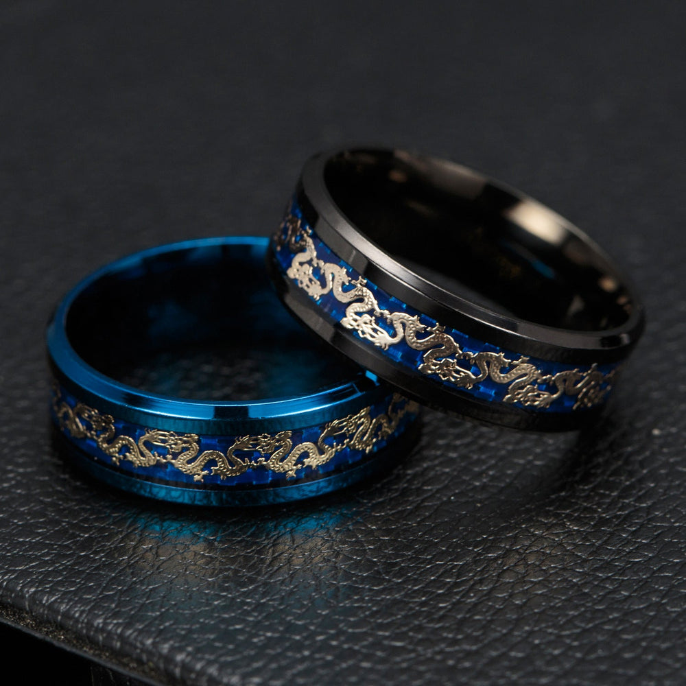 Fortune Lotus Vintage Chinese Dragon Plated Black Ring – Power, Protection &amp; Strength – Rings for tags
