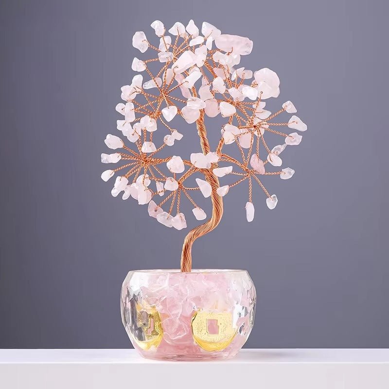 Fortune Lotus Woven Crystal Pachira Macrocarpa – Feng Shui Wealth Tree Ornament for Home &amp; Office – Home Decor for tags